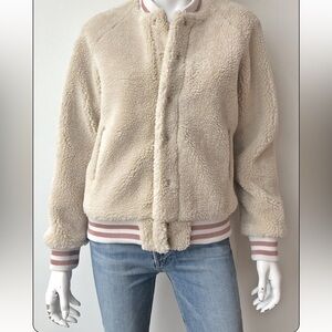 MOTHER Cream Letterman Jacket